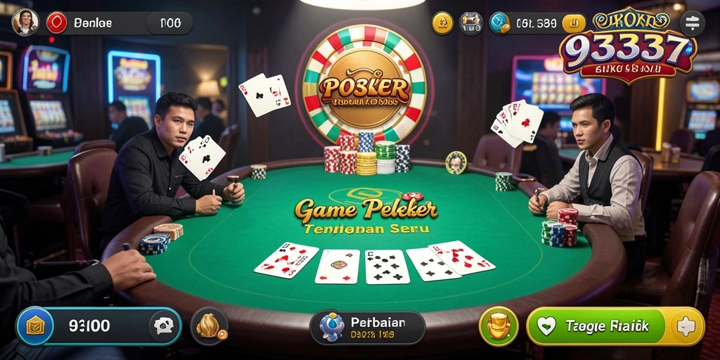 Tampilan gameplay seru dari 93337, aplikasi poker yang mendebarkan.