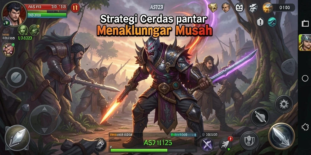 Tampilan utama gameplay ASD123 menampilkan pertarungan strategis yang intens.