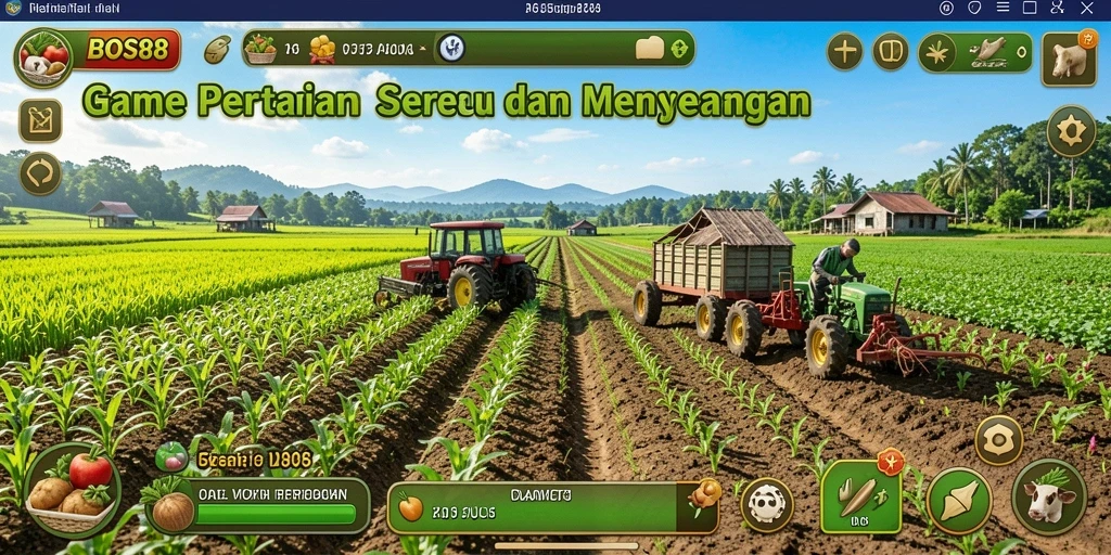Tampilan gameplay menarik dengan ladang dan tanaman yang subur.
