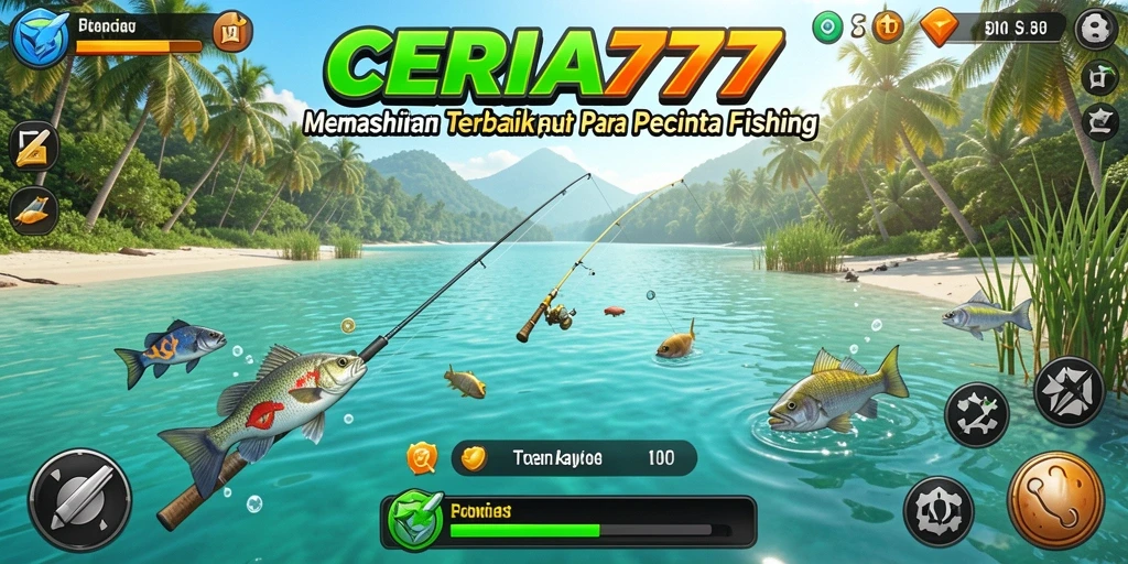 Tampilan gameplay CERIA777 yang menarik saat memancing di laut.