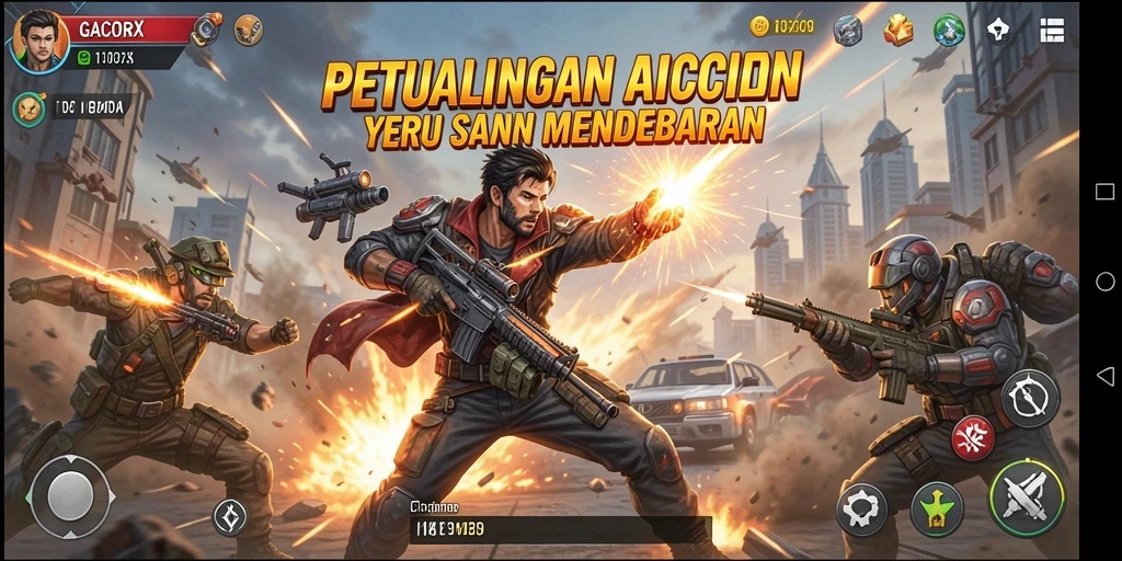 Tampilan aksi mendebarkan dari gameplay GACORX.