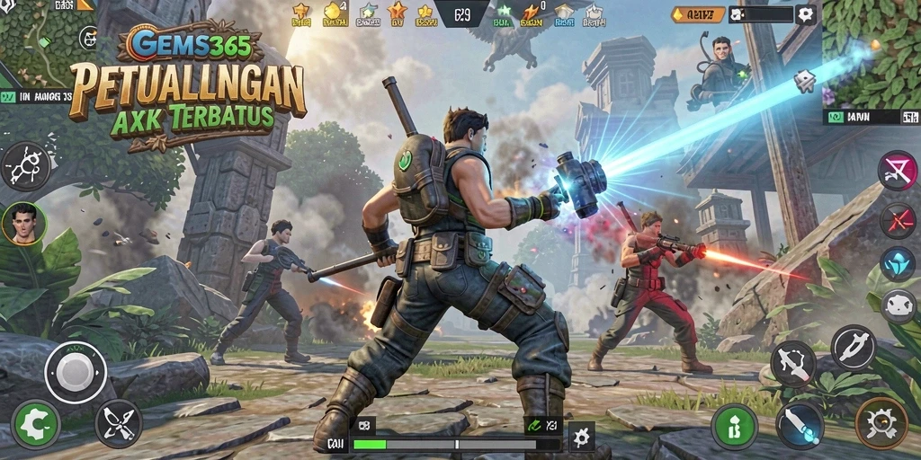 Tampilan gameplay GEMS365 yang menegangkan dan penuh aksi.