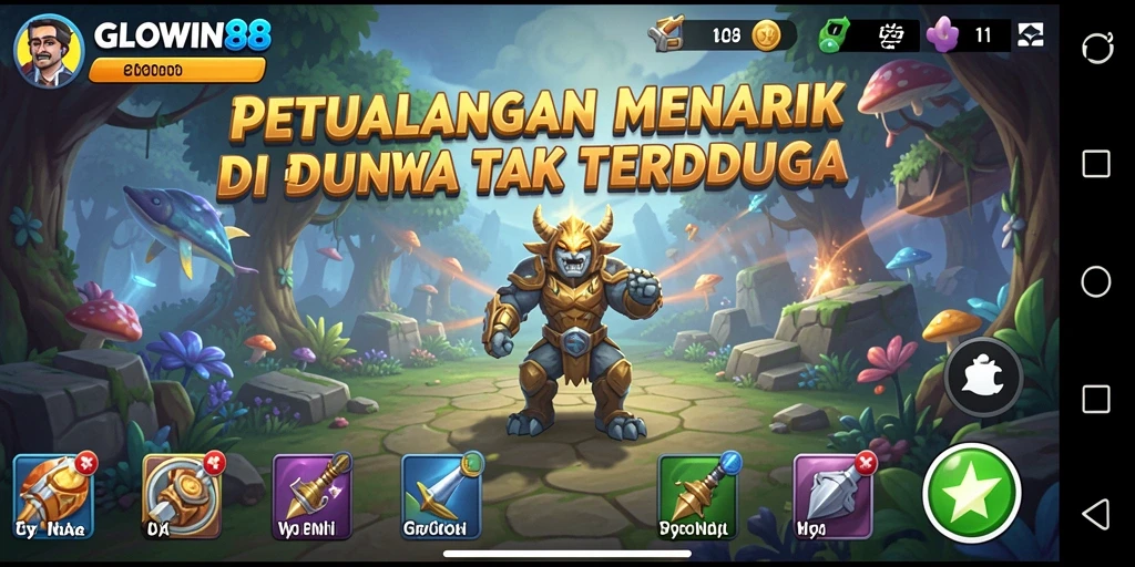 Tampilan gameplay seru dalam dunia petualangan GLOWIN88.