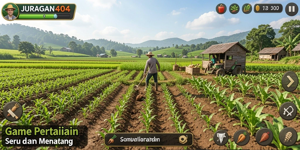 Tampilan gameplay JURAGAN404 yang menarik saat bercocok tanam.
