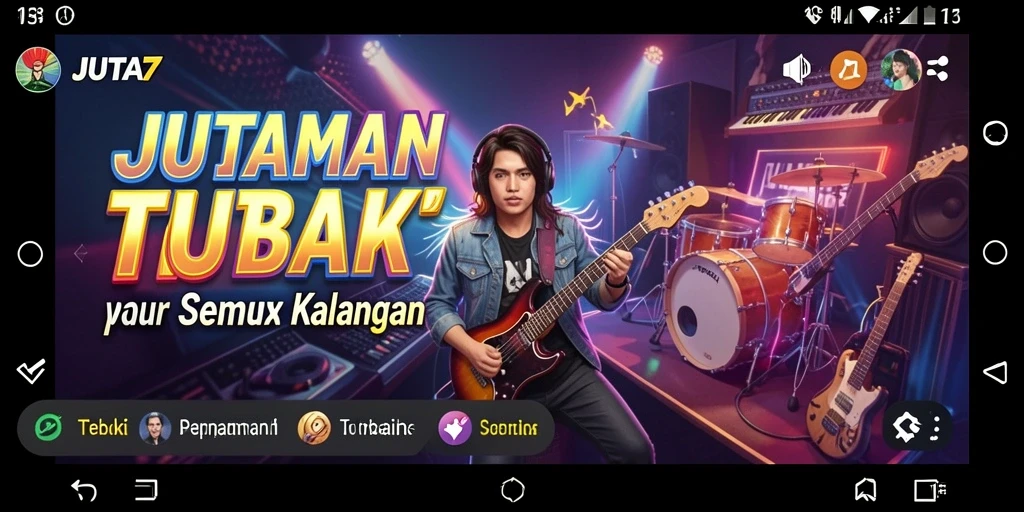 Screenshot dari gameplay JUTA7 menampilkan keseruan bermain musik.