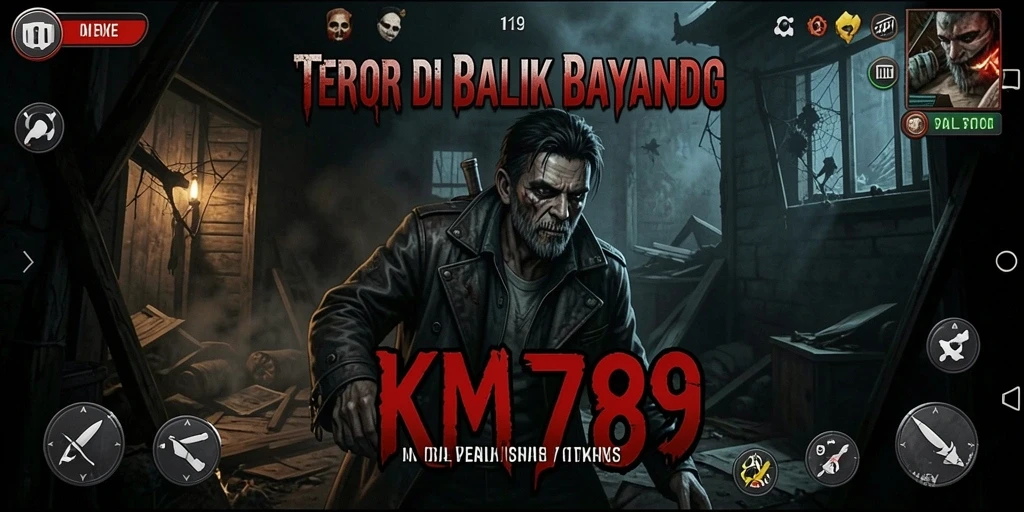 Screenshot gameplay KM789 menampilkan suasana Horror yang mencekam.