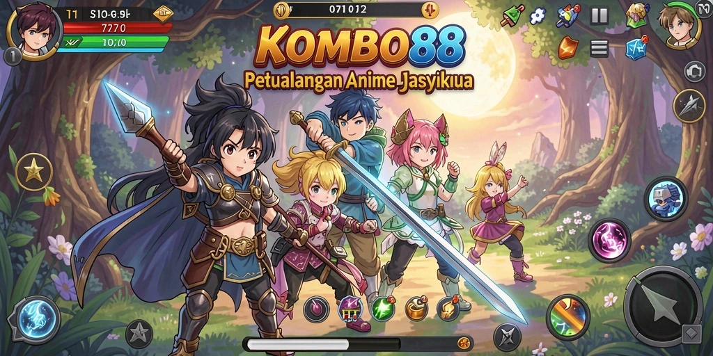 Tangkapan layar KOMBO88 menampilkan karakter anime dalam aksi seru.