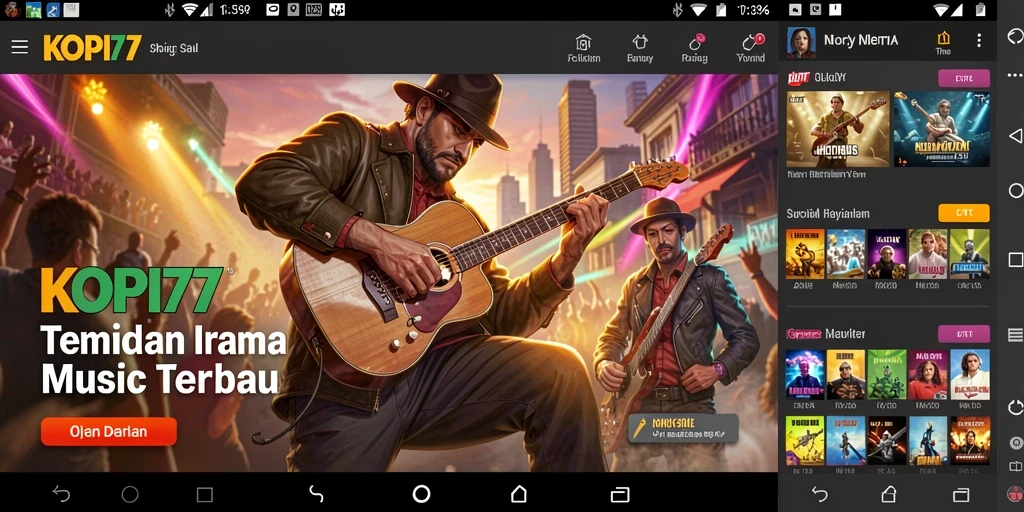 Tampilan seru gameplay KOPI77 dengan pilihan musik beragam.