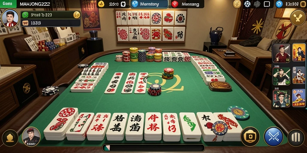 Tangkapan layar gameplay MAHJONG222 menampilkan aksi seru poker.