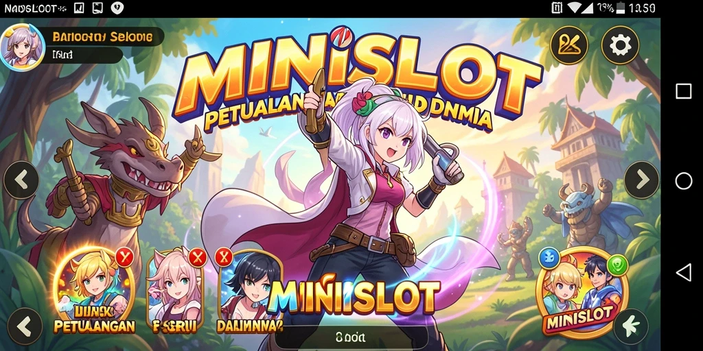 Tampilan gameplay MINISLOT dengan karakter anime yang menawan.