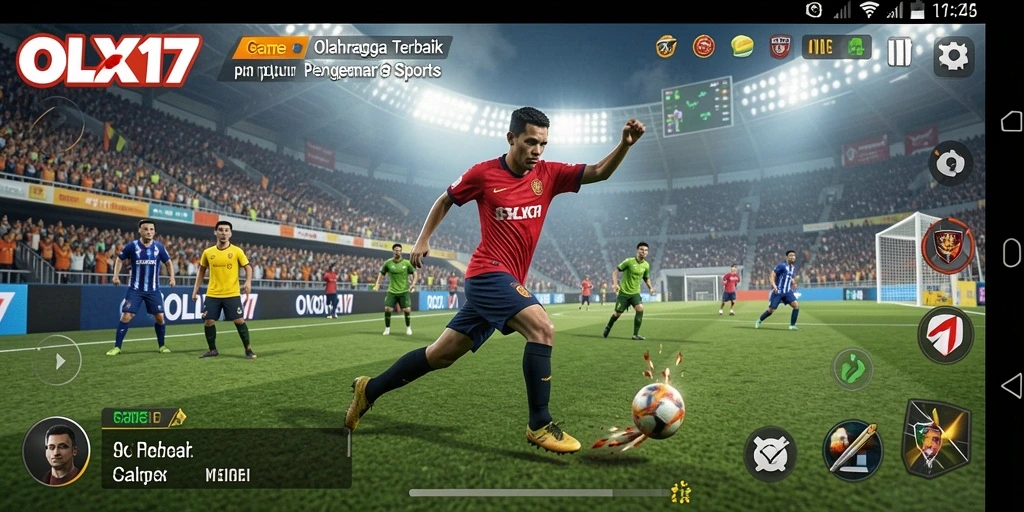 Tampilan gameplay seru OLX17 dengan pemain beraksi di lapangan.