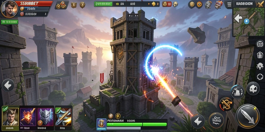 Tampilan gameplay SS88BET menampilkan strategi Tower Defense yang menegangkan.