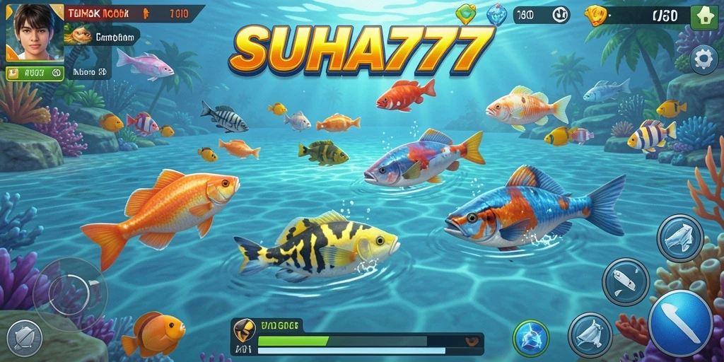 Gameplay seru dalam SUHU777 dengan berbagai ikan dan tantangan.