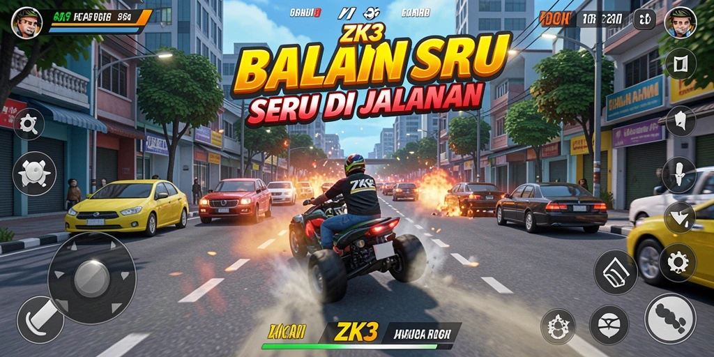 Tangkapan layar ZK3 menunjukkan aksi balapan yang mendebarkan.